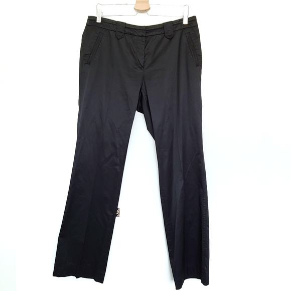 LUISA CERANO Cotton Blend Black Crepe Trousers 12 - Picture 2 of 8